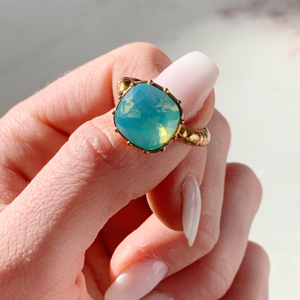 COACH Turquoise Stone Gold Statement Ring